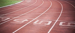 Running track in sport stadium.
